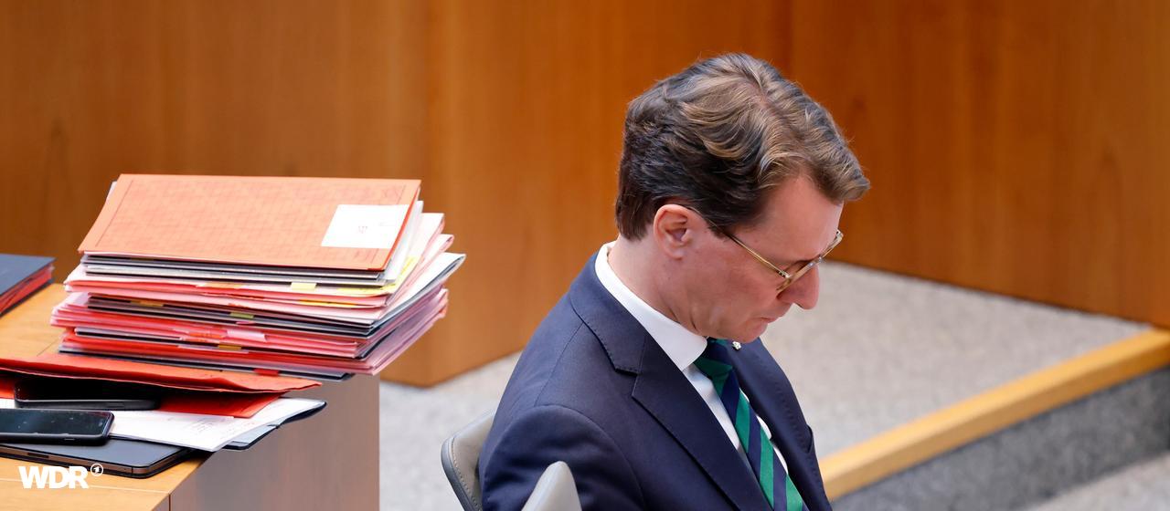 Ministerpräsident Hendrik Wüst (CDU) bei einer Landtagssitzung