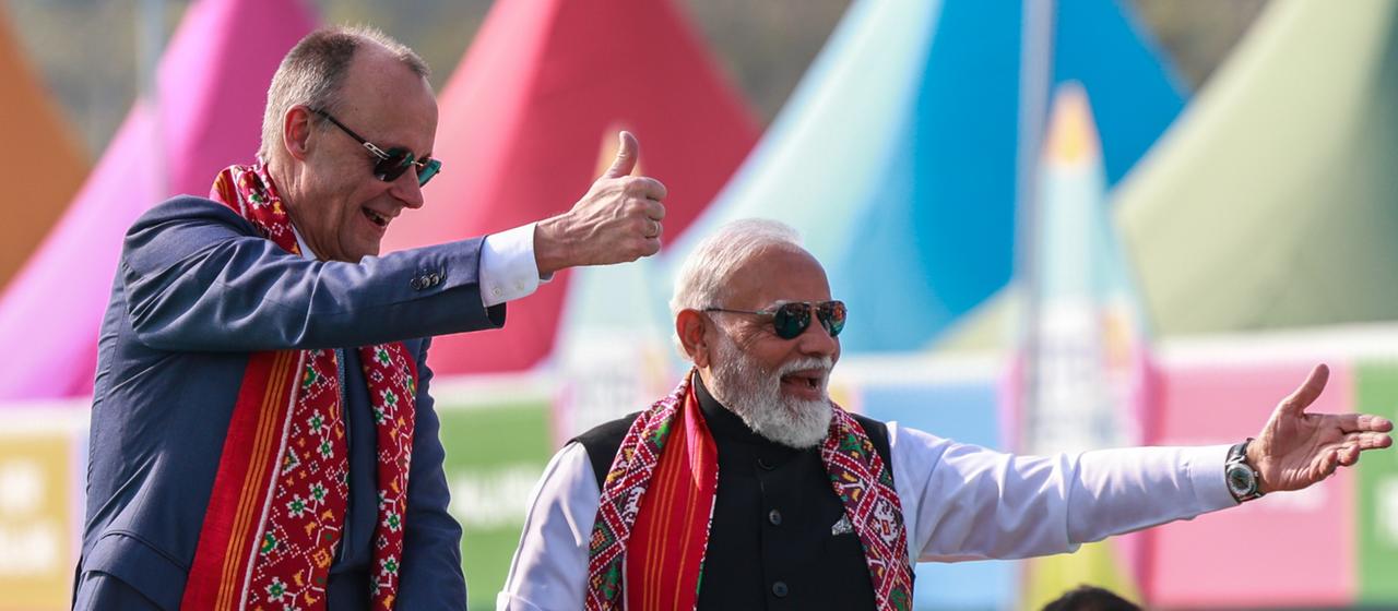 Friedrich Merz und Narendra Modi in Indien.