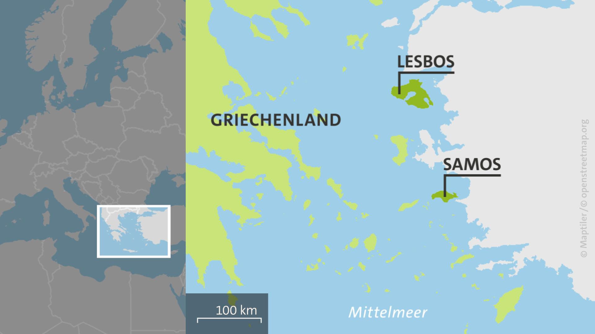 Karte: Griechenland Bootsunglück zwischen den Inseln Lesbos und Samos | ARD-aktuell