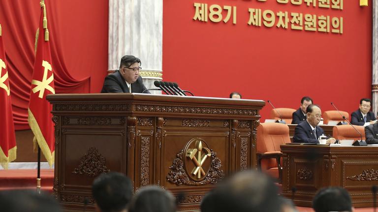 Der nordkoreanische Machthaber Kim bei der Jahresendsitzung der Arbeiterpartei.