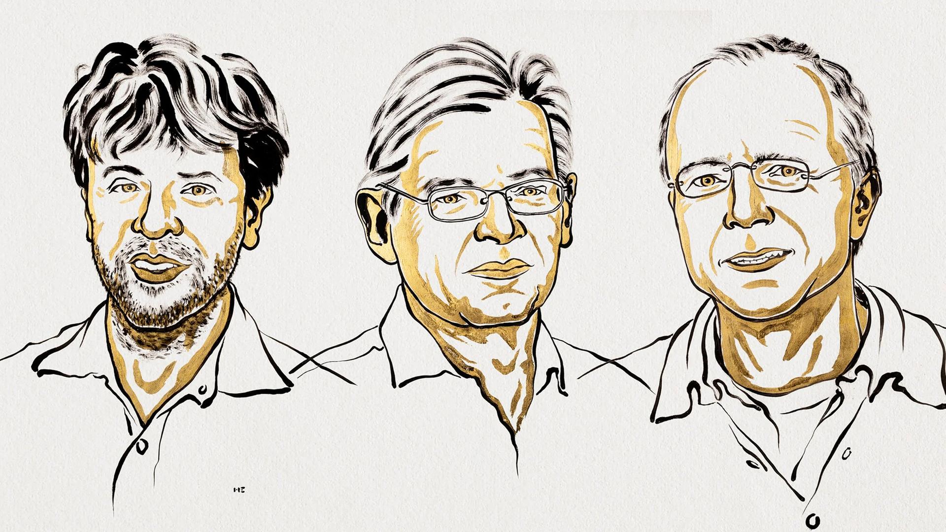 Karl Deisseroth, Peter Hegemann und Georg Nagel | Ill. Niklas Elmehed © Nobel Prize Outreach
