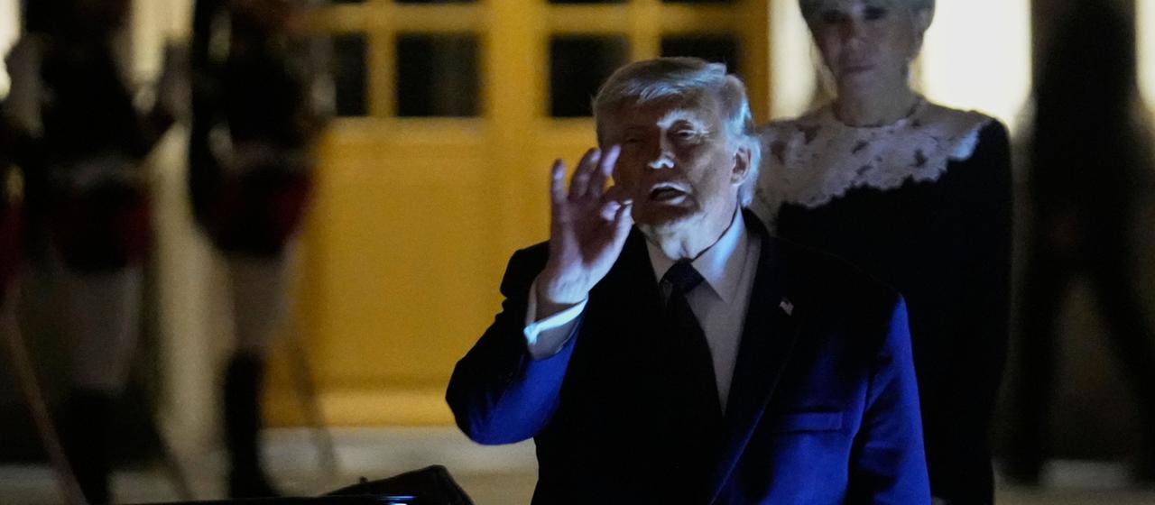 US-Präsident Donald Trump nach einer Dinnerparty im Schloss Versailles