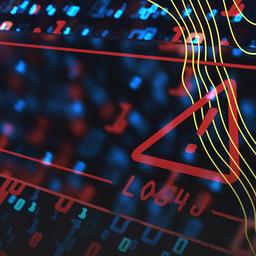 Warnung vor einer Log4J-Sicherheitslücke auf einem Computermonitor