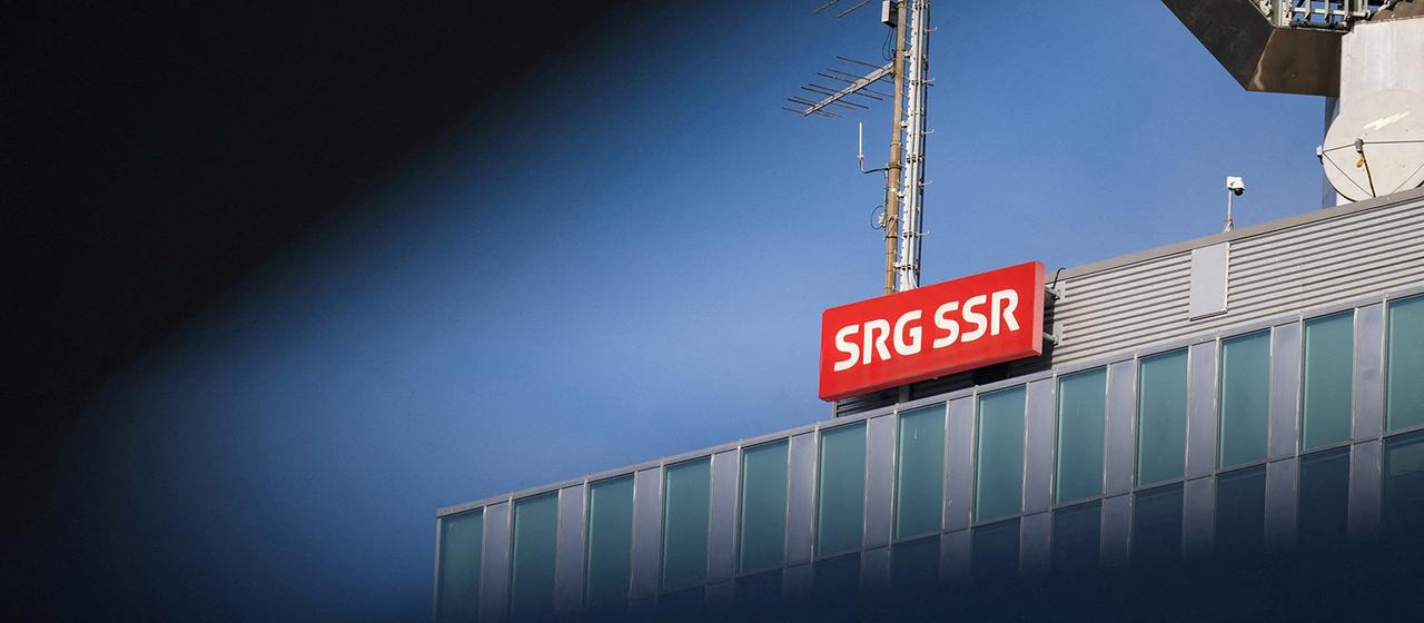 Das Logo der Schweizerischen Radio- und Fernsehgesellschaft (SRG SSR).