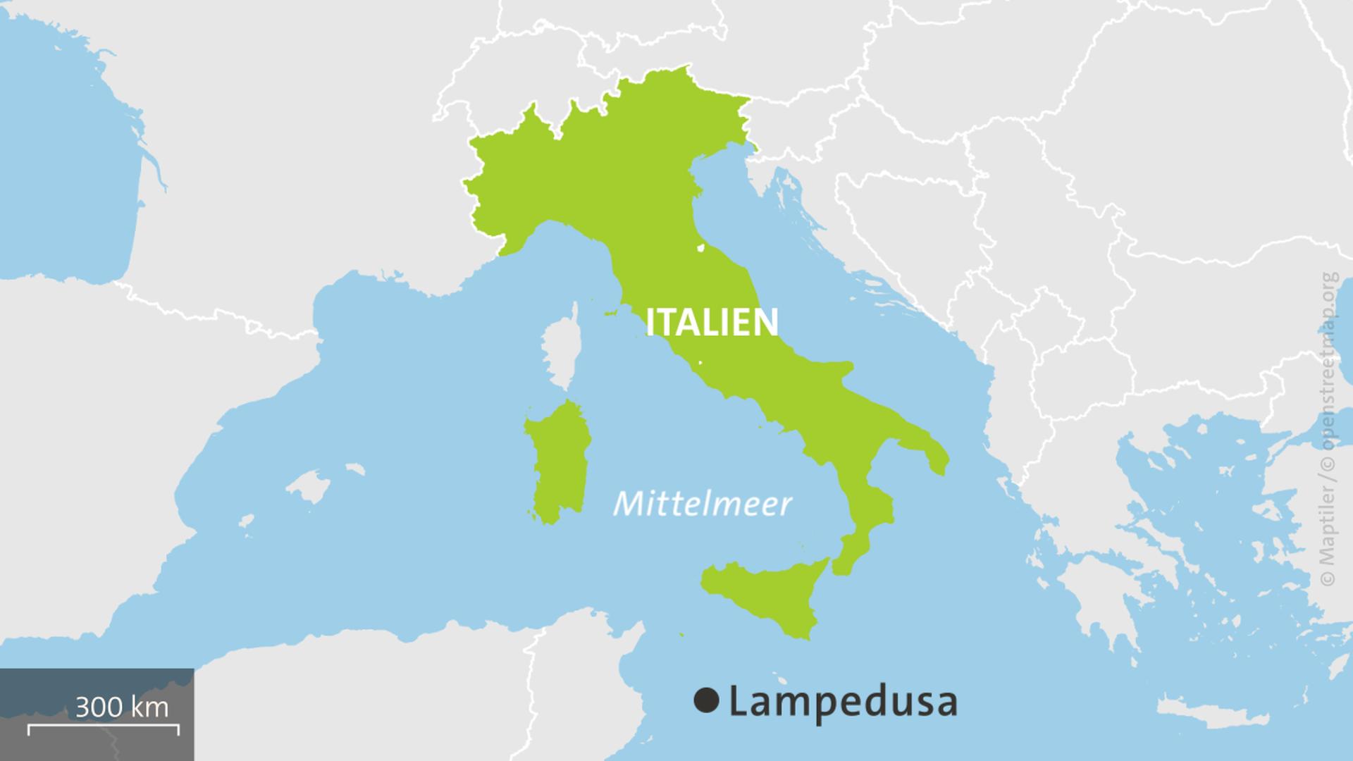 Karte: Italien mit der Insel Lampedusa | ARD-aktuell