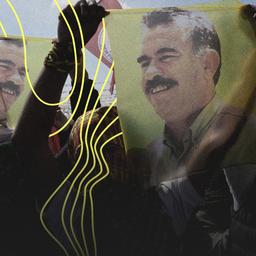 Unterstützer der pro-kurdischen Partei für Emanzipation und Demokratie der Völker (DEM-Partei) zeigen in Istanbul, Türkei, am 17. März 2024 Flaggen mit einem Porträt des inhaftierten Führers der Arbeiterpartei Kurdistans (PKK), Abdullah Öcalan.