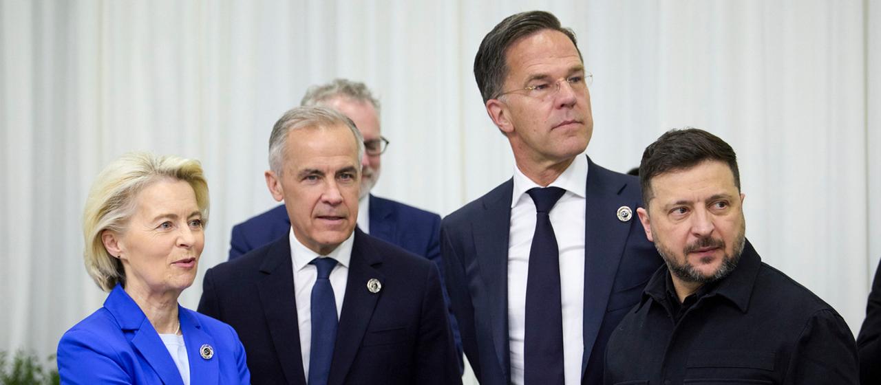 Ursula von der Leyen, Mark Carney, Mark Rutte und Wolodymyr Selenskyj