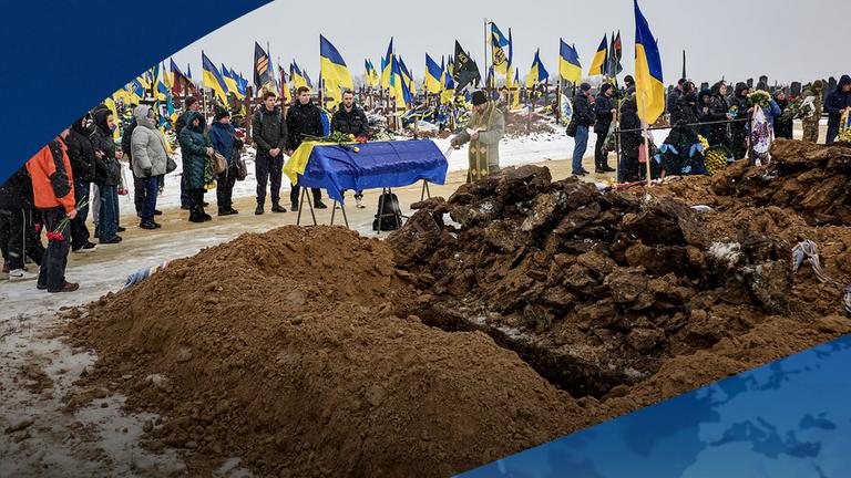 Beisetzung von Soldaten und Soldatinnen am 4. Jahrestag des Angriffskriegs