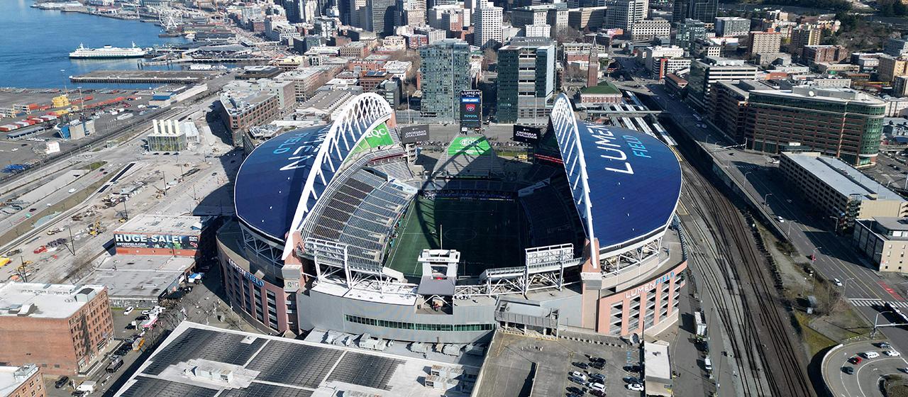 Blick auf ein Stadion in Seattle 
