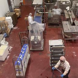 Mitarbeitende in der Produktionshalle der Bäckerei