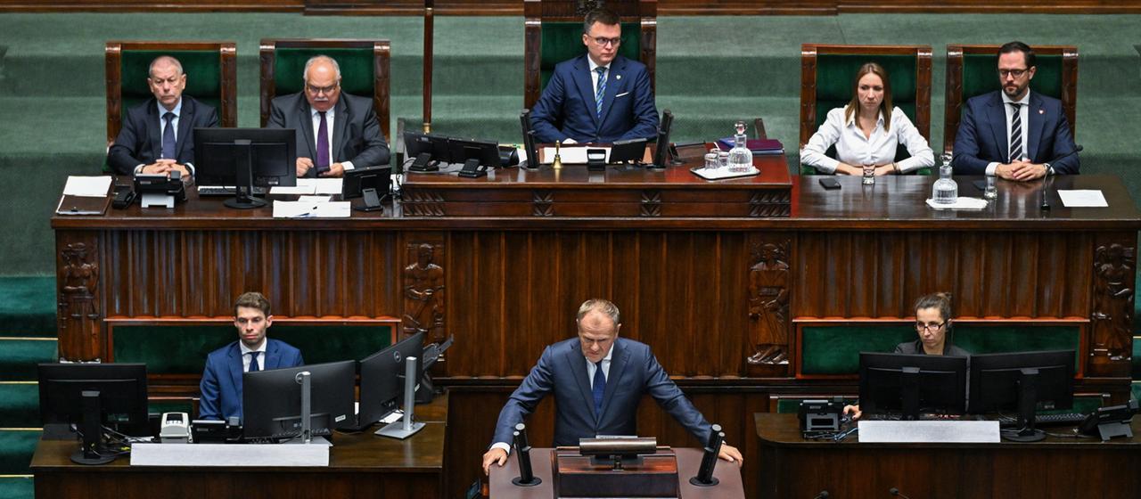 Donald Tusk im polnischen Parlament in Warschau.