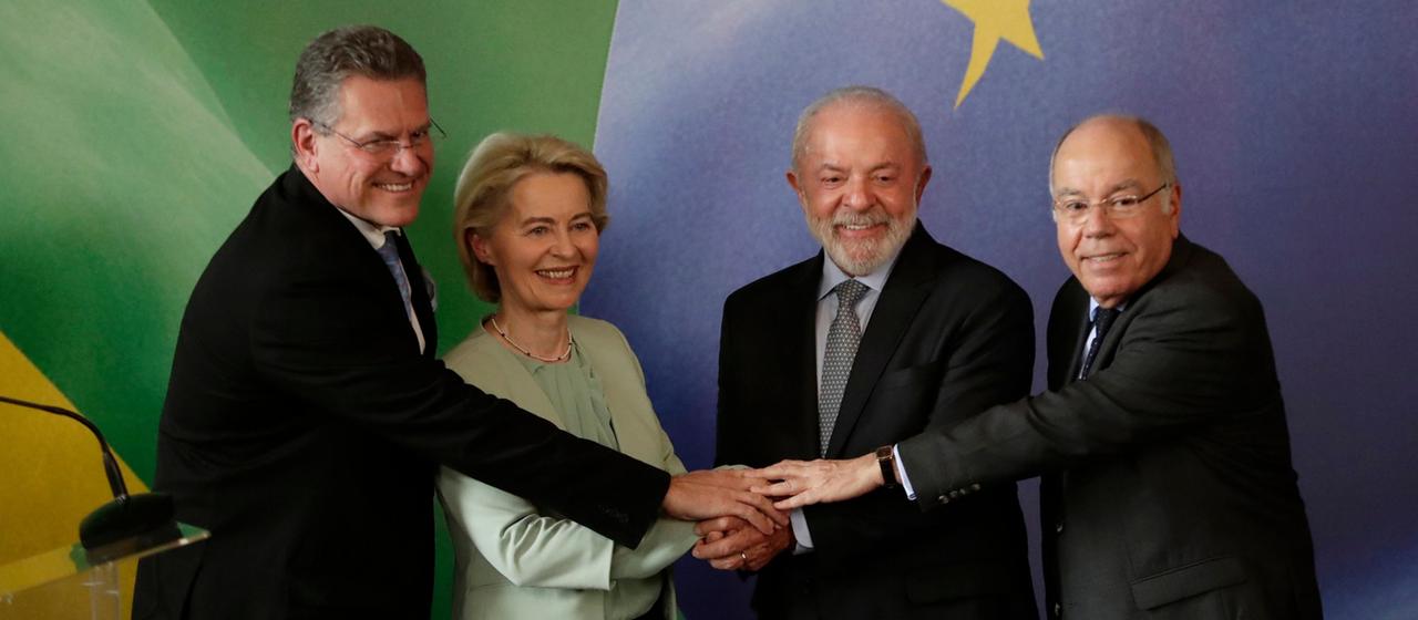 Maros Sefcovic, Von der Leyen, Lula da Silva und Marora Viera 