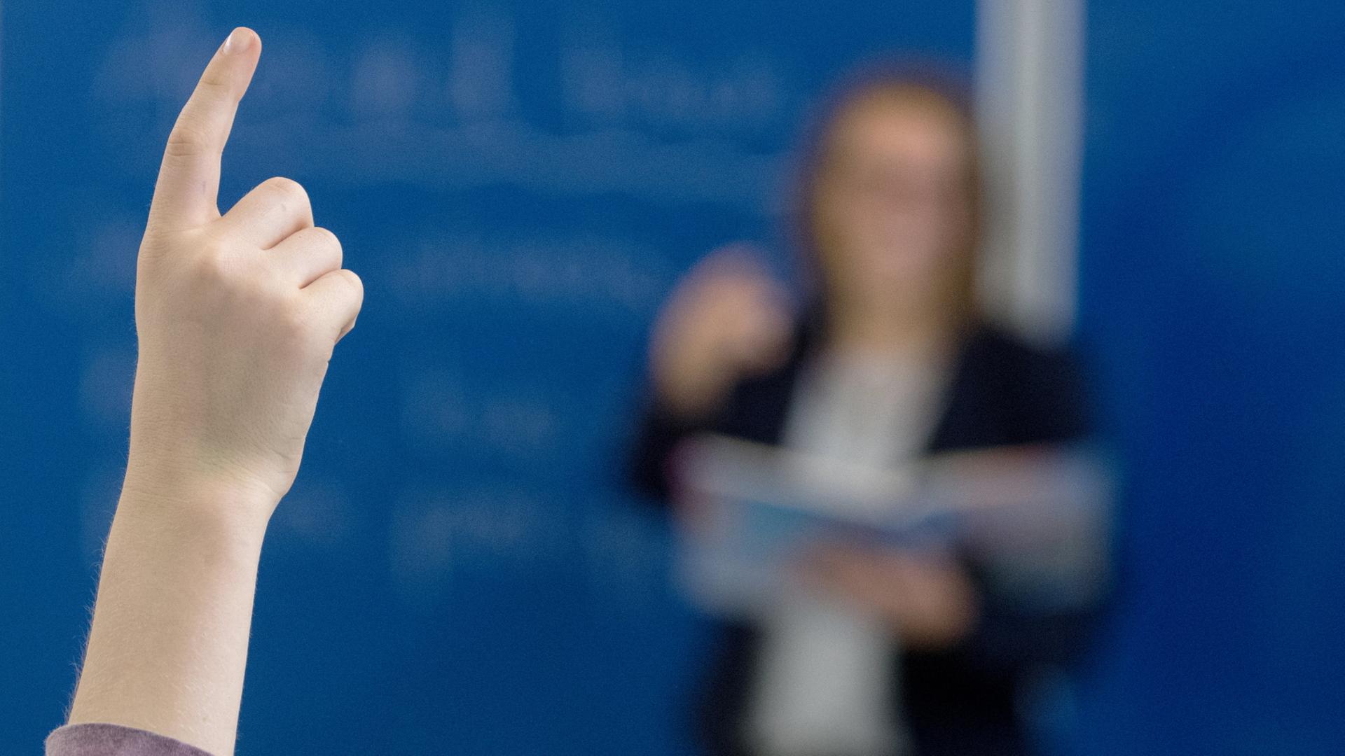 Ein Schler meldet sich im Unterricht. | dpa
