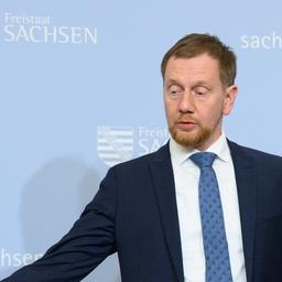 Michael Kretschmer (CDU), Ministerpräsident von Sachsen, am 18. April in der Staatskanzlei in Dresden.