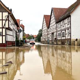 Eine überflutete Straße.