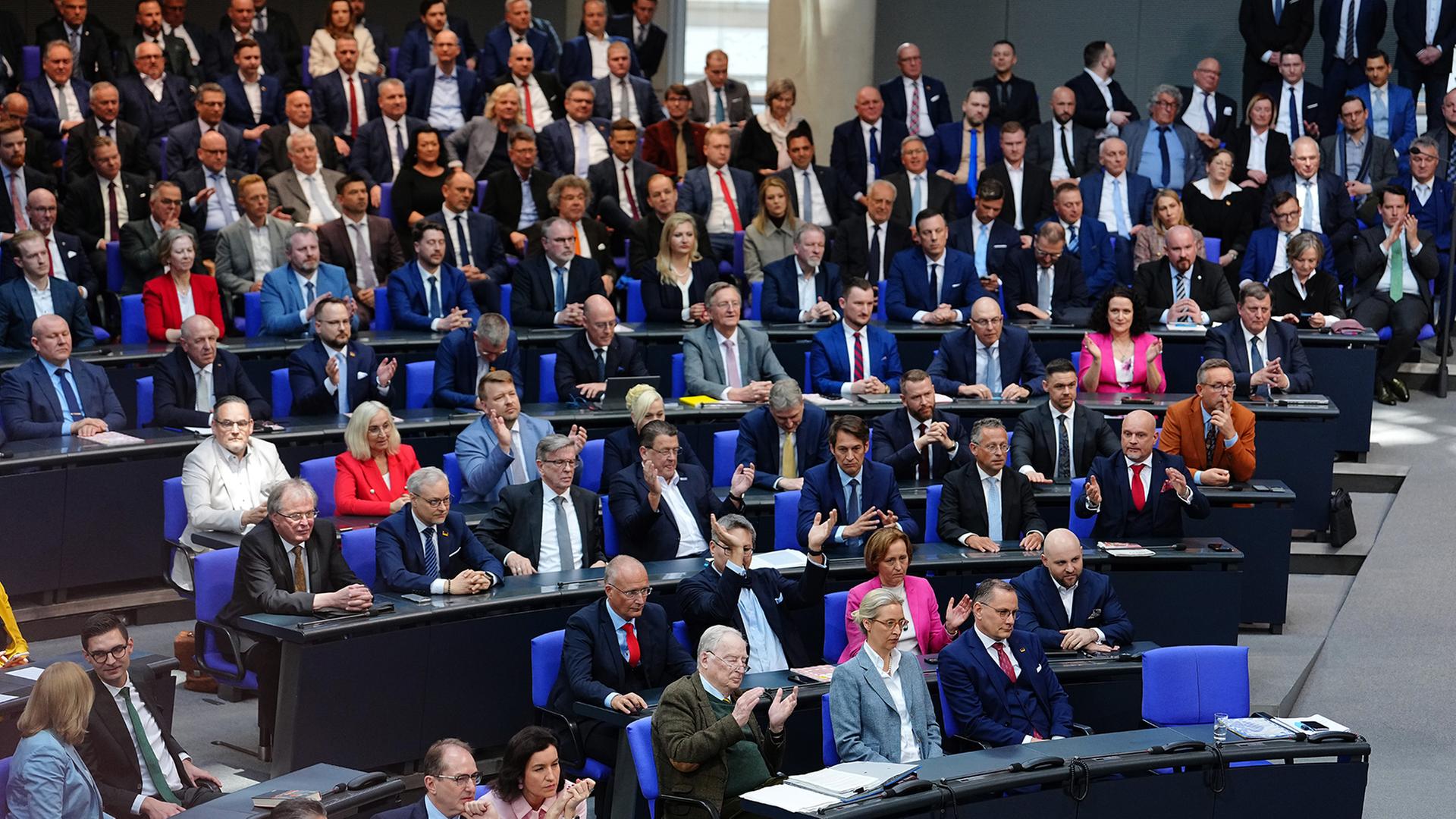 Blick auf die AfD-Fraktion im Bundestag. | picture alliance/dpa