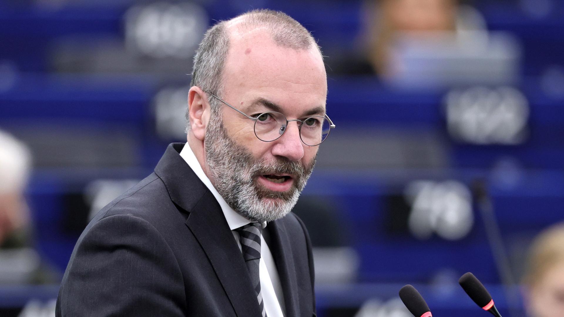 Manfred Weber im  EU-Parlament in Straßburg (Archivbild Oktober 2025) | EPA