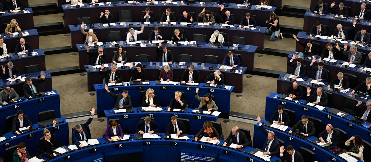 Das Europäische Parlament bei einer Abstimmung in Straßburg, Ostfrankreich.