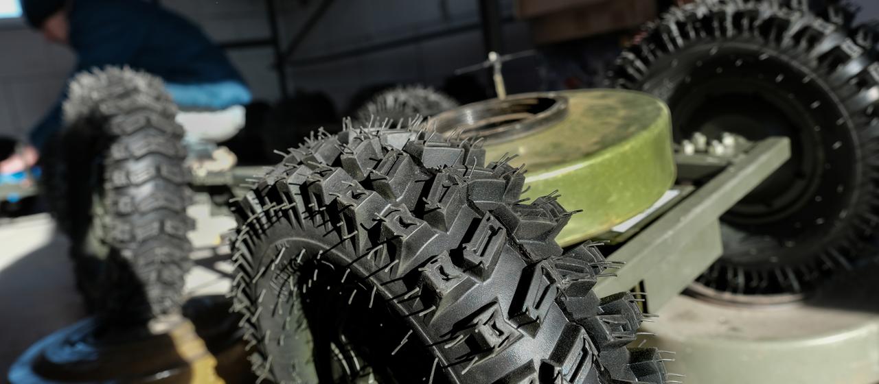 A detailed shot of a Ukrainian unmanned land vehicle - a ground drone