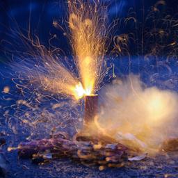 Böller explodieren in Ronnenberg (Niedersachsen) bei Anbruch der Dunkelheit.