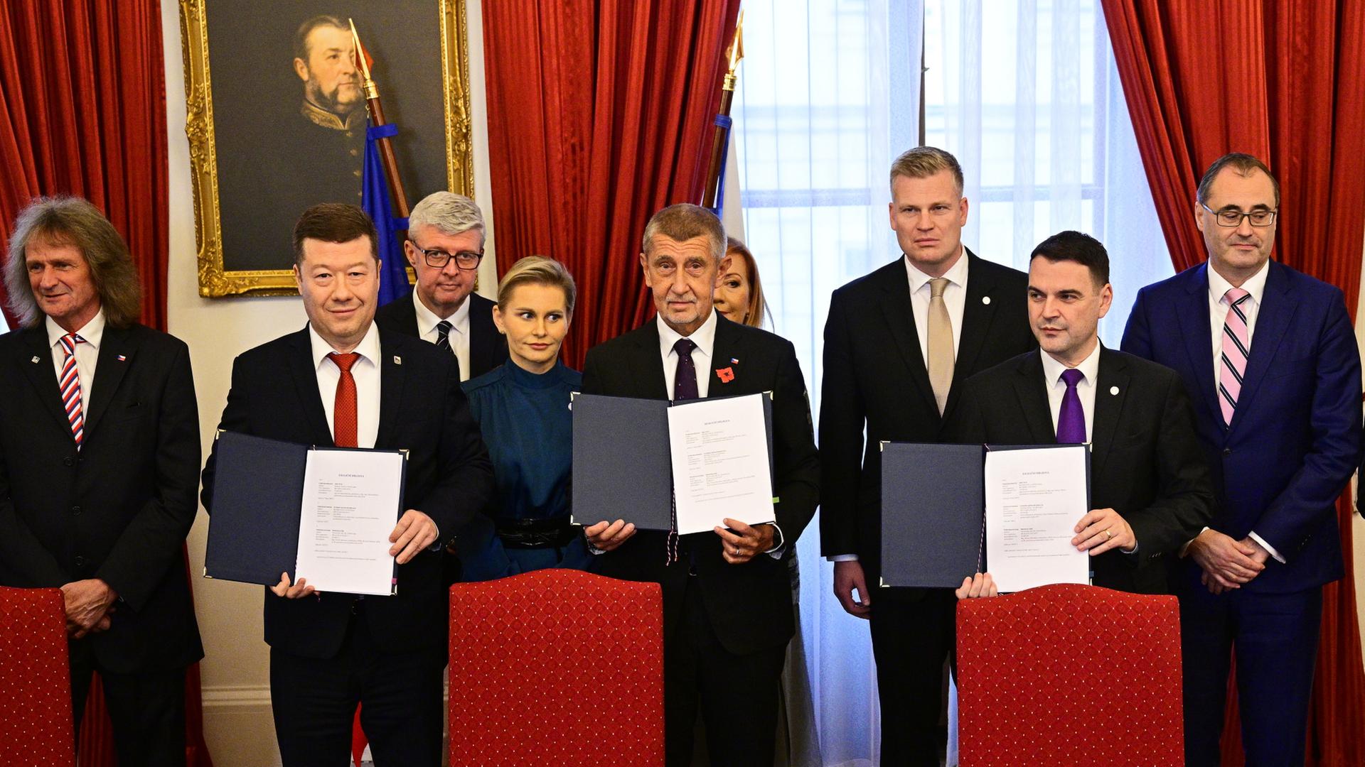 Tomio Okamura, Andrej Babis, Petr Macinka | dpa