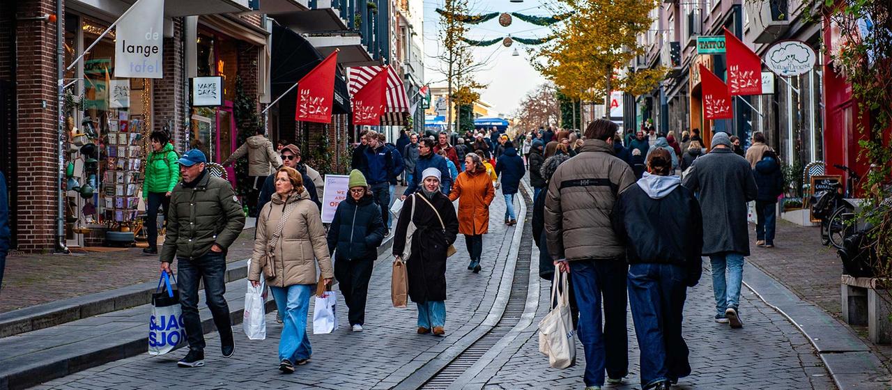 People in a shopping street in Nijmegen, Netherlands.