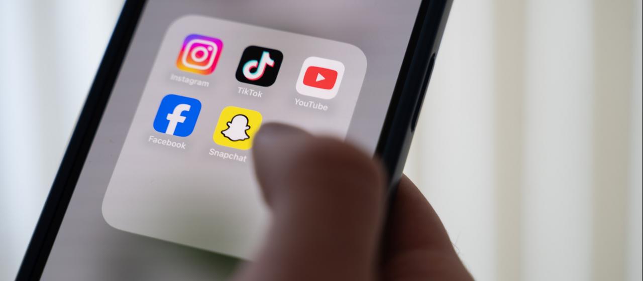 Social-Media-Apps sind auf einem Smartphone-Bildschirm zu sehen.