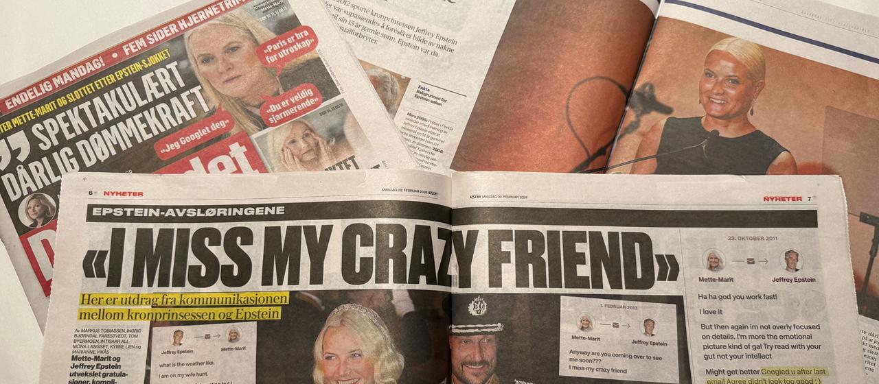 Norwegische Zeitungen berichten über den Kontakt der norwegischen Kronprinzessin Mette-Marit zu dem Sexualstraftäter Epstein. 