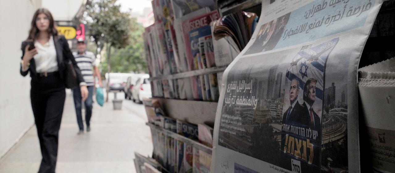 Zeitungskiosk an der Straße in Beirut, Libanon