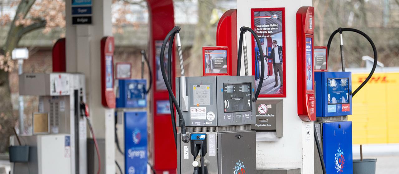 Eine Tankstelle in Berlin.
