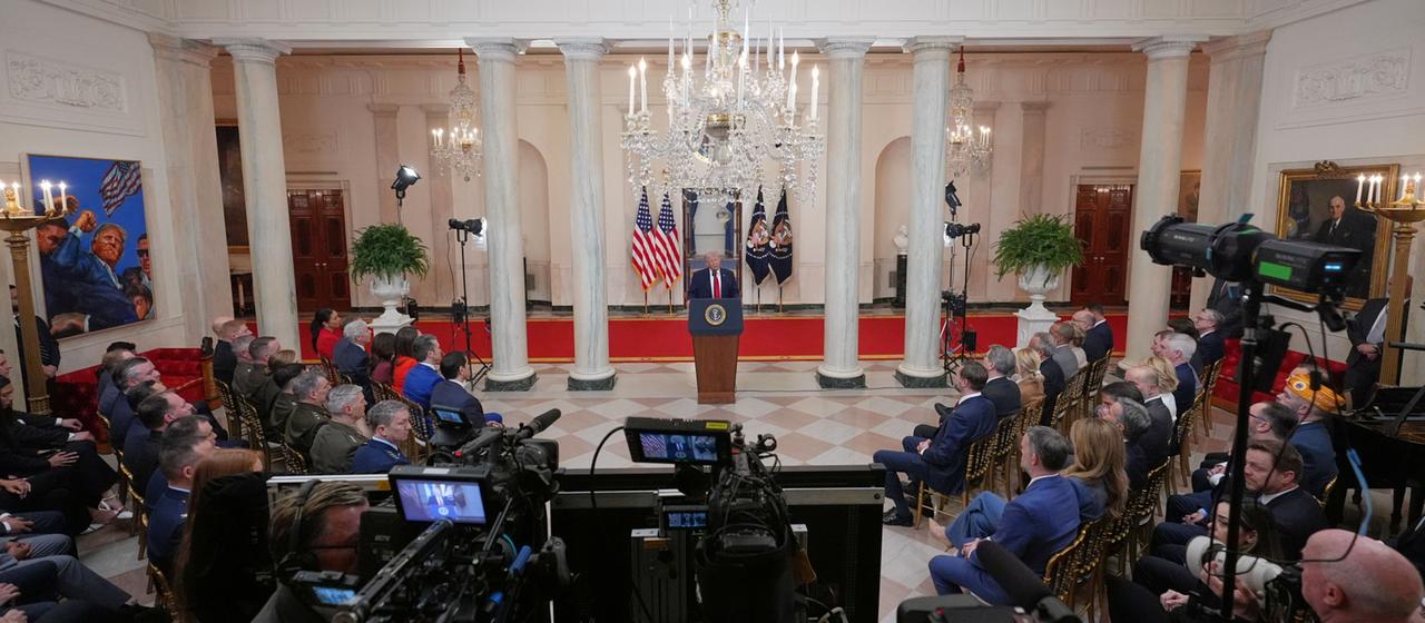 Donald Trump speaking at the White House.