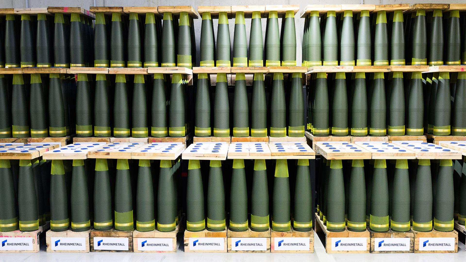 155-Millimeter Artilleriemunition von Rheinmetall. | picture alliance/dpa