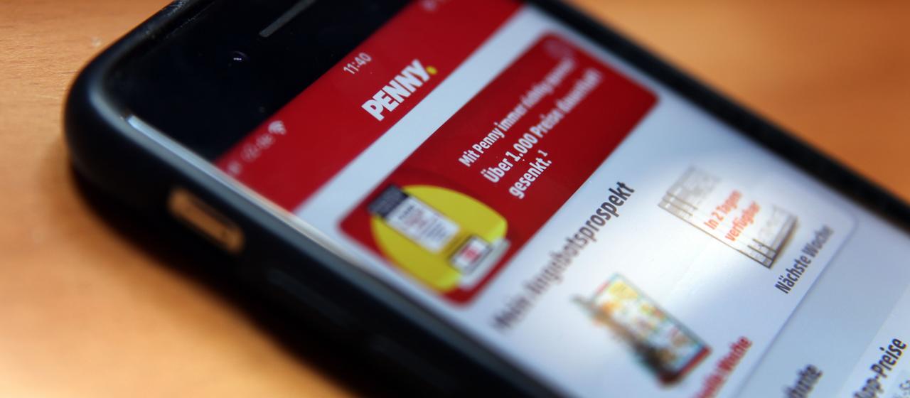 Die Penny-App auf einem Mobiltelefon