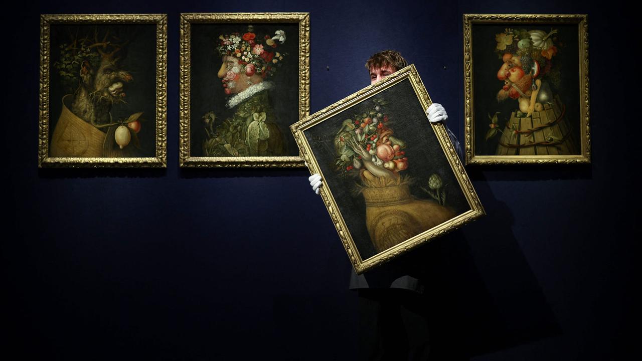 Gemälde von Giuseppe Arcimboldo, Hund im Schnee, Skaten auf dem Wild Atlantic Way