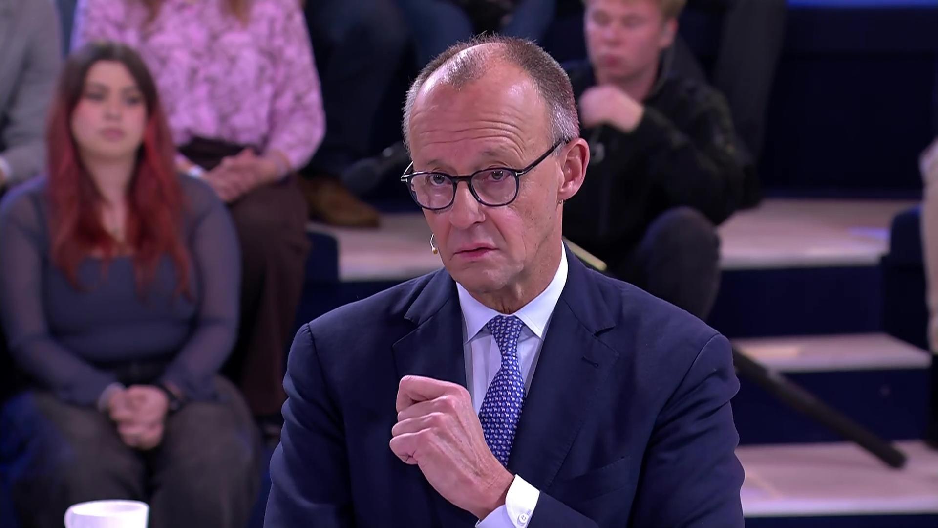 Bundeskanzler Friedrich Merz in Sendung Arena | ARD-aktuell