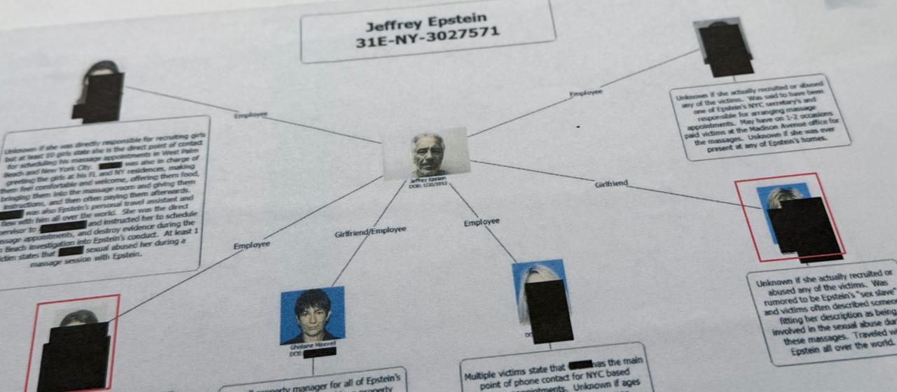 Foto einer Darstellung zu Epstein aus den jüngsten Veröffentlichungen
