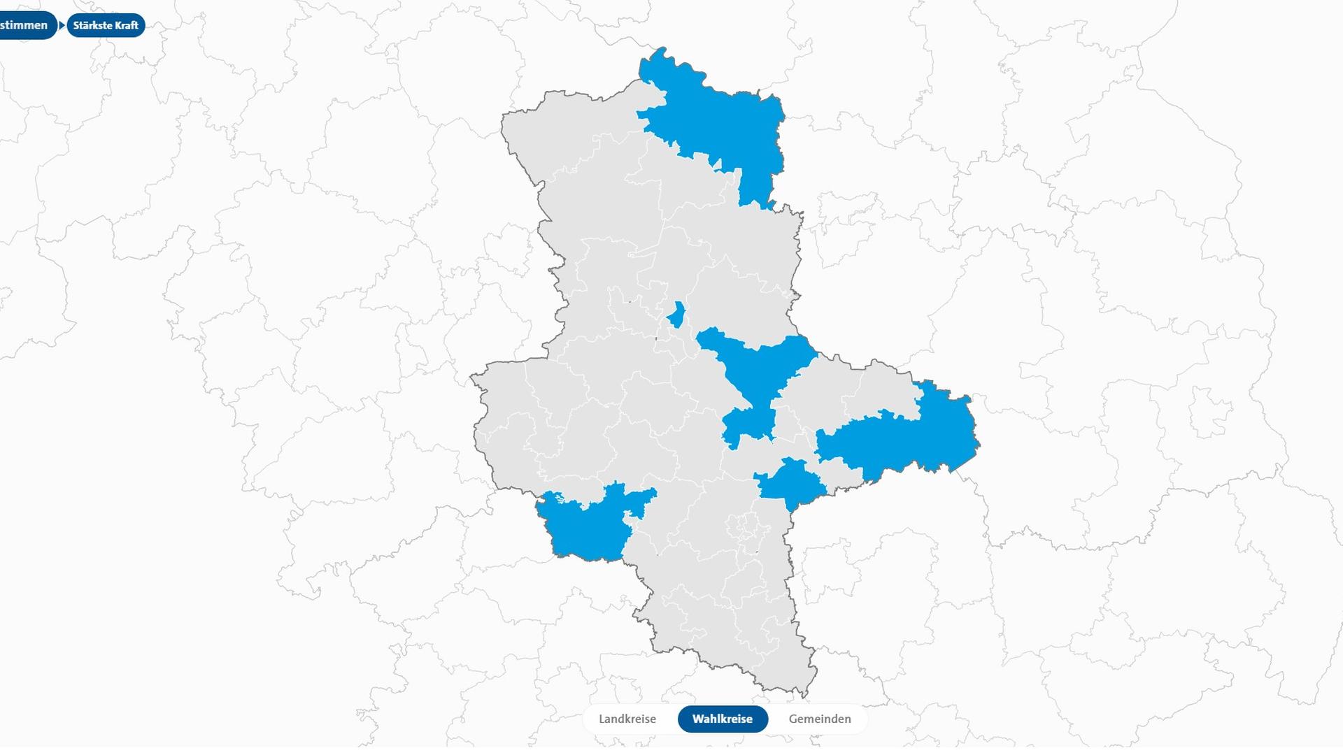 Karte mit ausgezählten Wahlkreisen der Landtagswahl in Sachsen-Anhalt | tagesschau.de