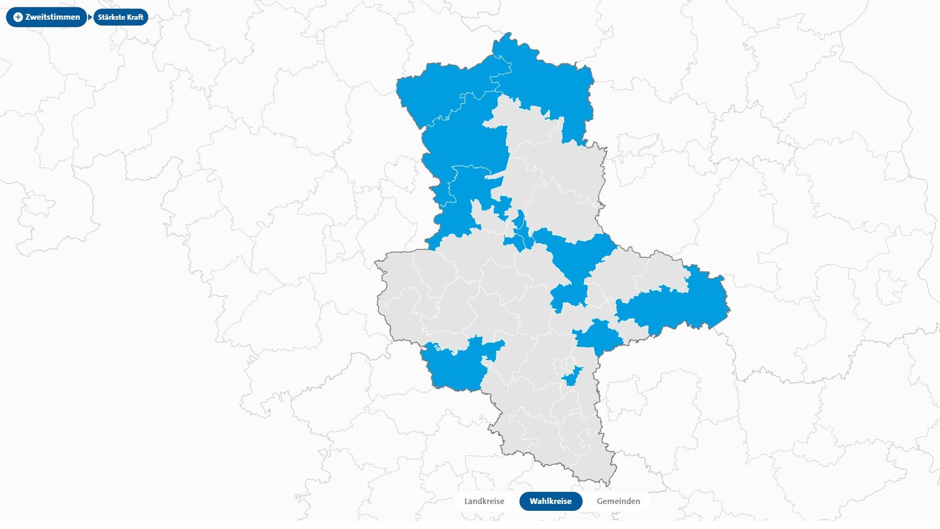 Karte mit ausgezählten Wahlkreisen der Landtagswahl in Sachsen-Anhalt | tagesschau.de