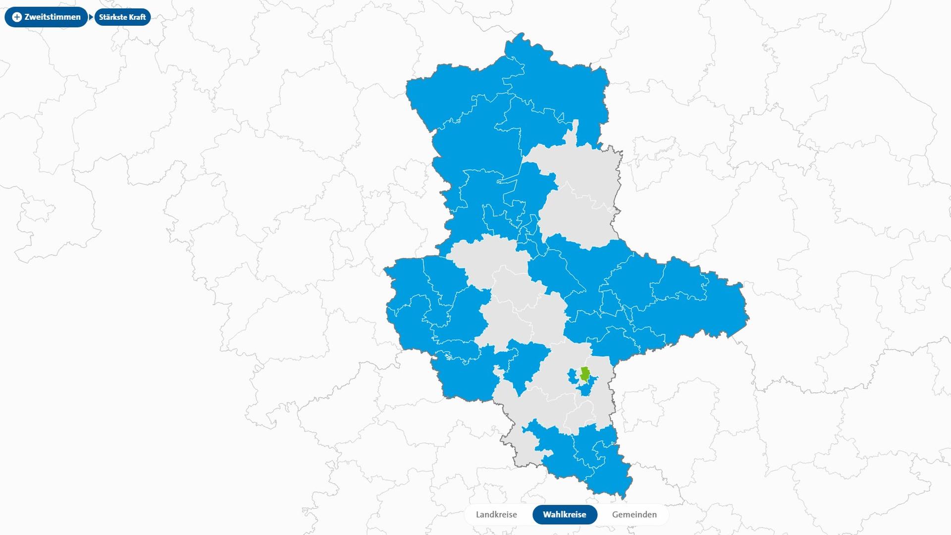 Karte mit ausgezählten Wahlkreisen der Landtagswahl in Sachsen-Anhalt | tagesschau.de