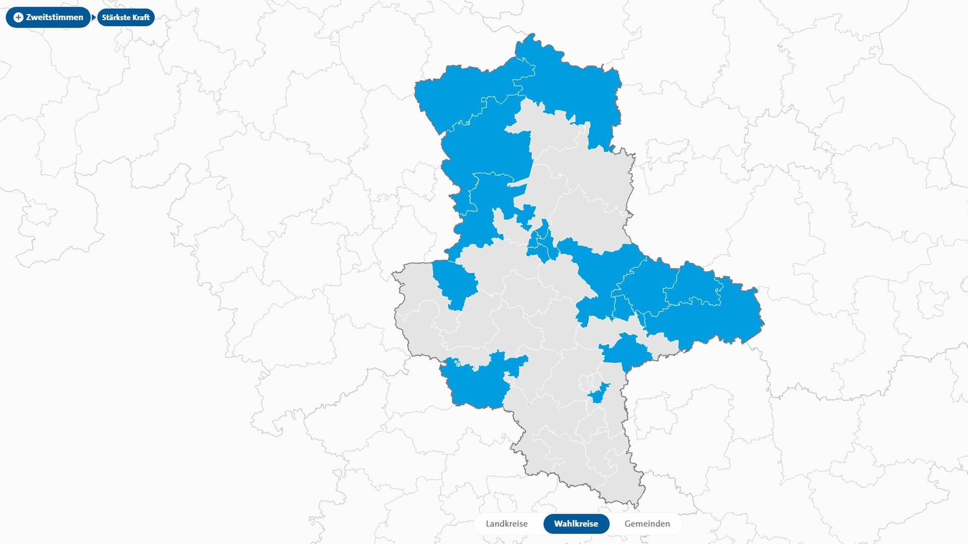 Karte mit ausgezählten Wahlkreisen der Landtagswahl in Sachsen-Anhalt | tagesschau.de