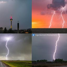 Blitze, auf unterschiedliche Art fotografiert