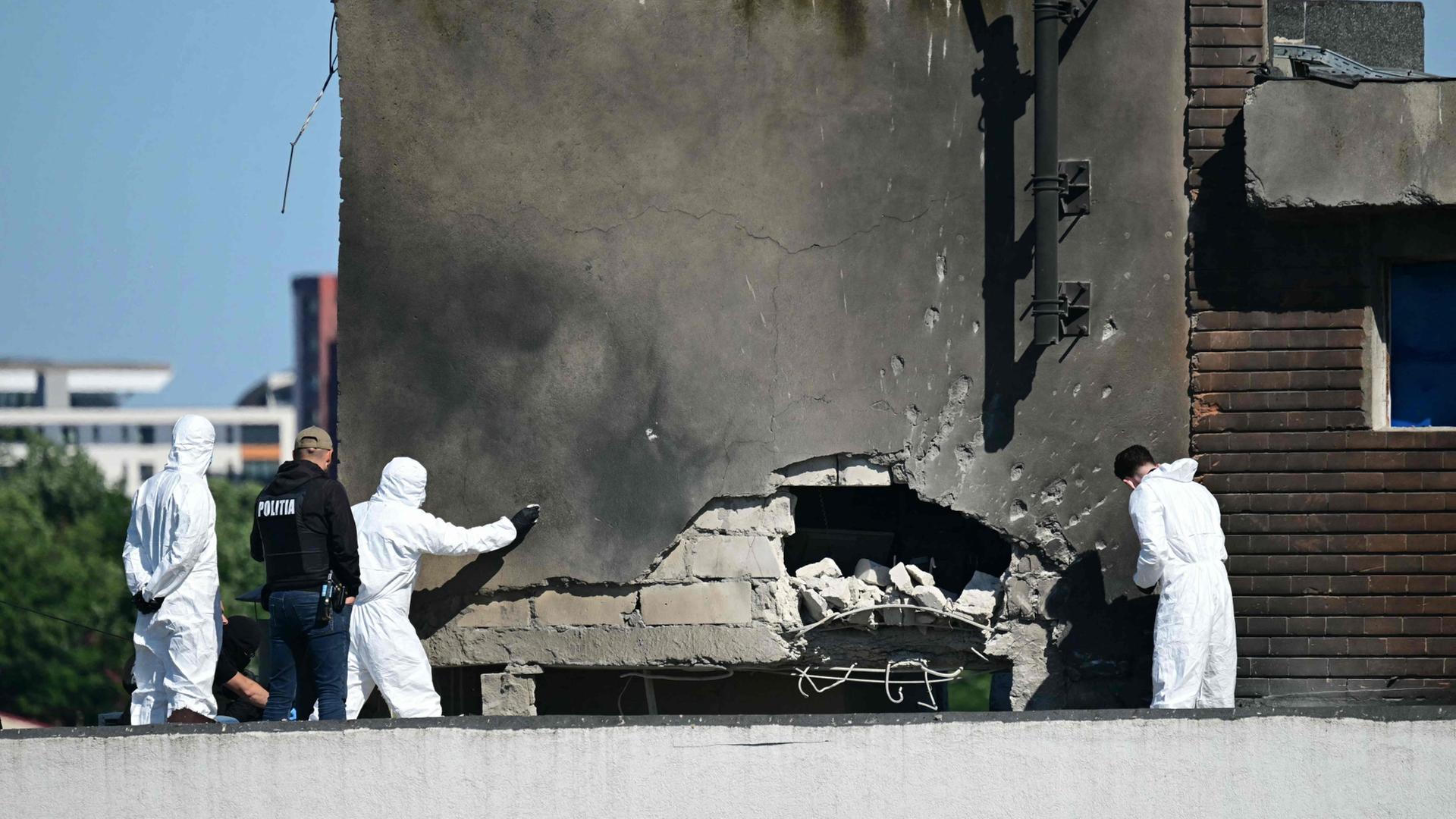 Spurensicherung an einem Wohnblock in Galati. | AFP