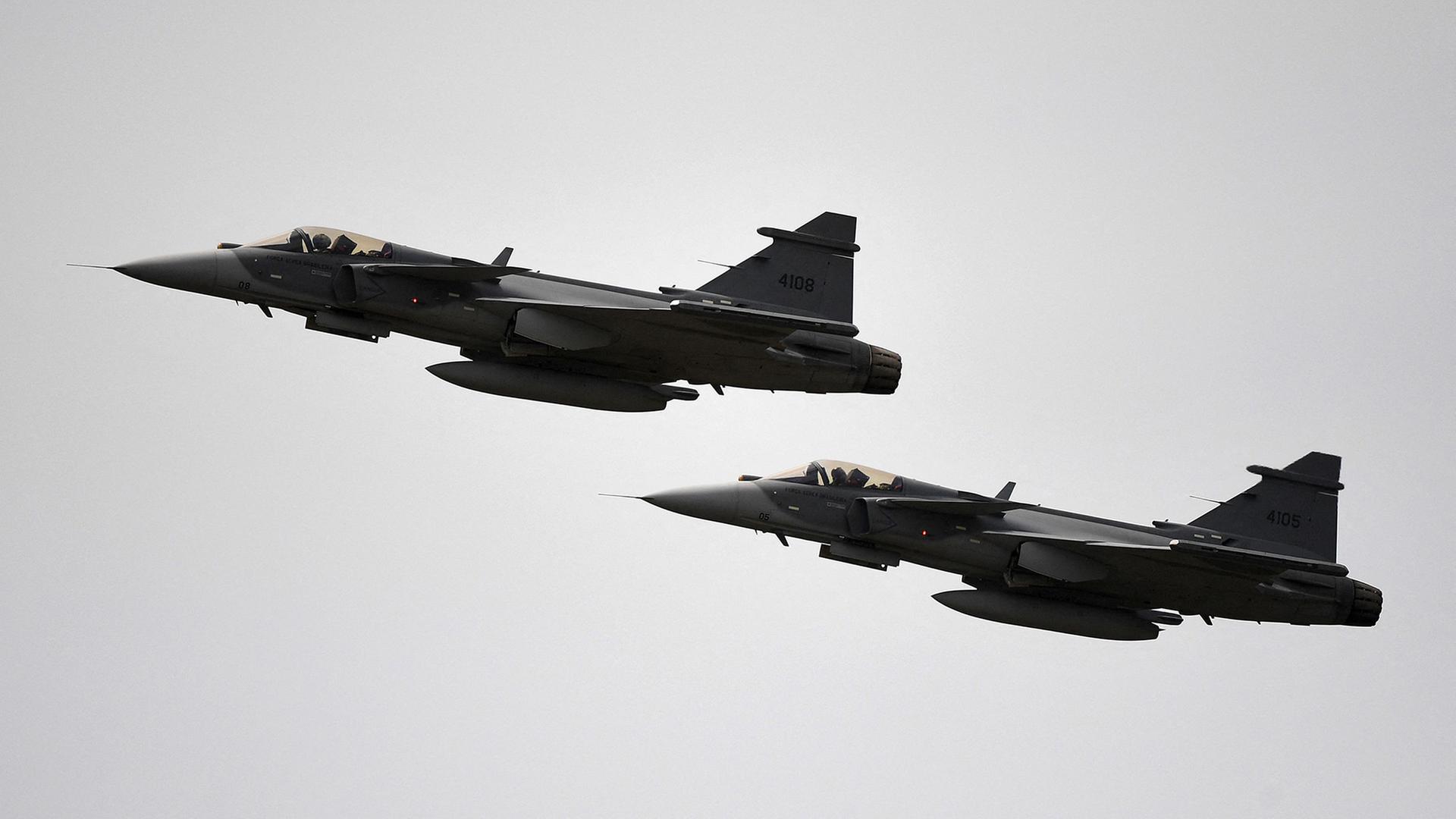 Zwei Saab JAS 39 Gripen-Kampfflugzeuge | AFP
