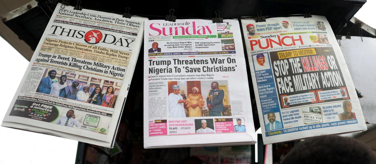 Trumps Drohungen finden sich auf den Titelseiten nigerianischer Zeitungen.