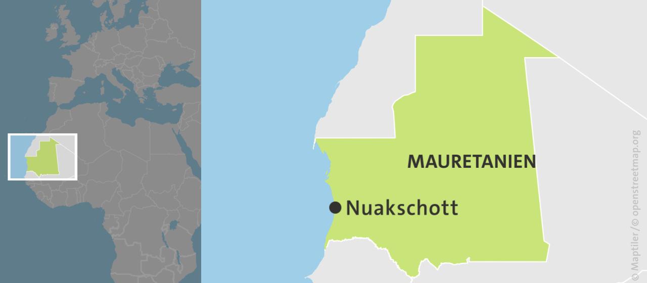 Karte Mauretanien mit der Hauptstadt Nouakchott