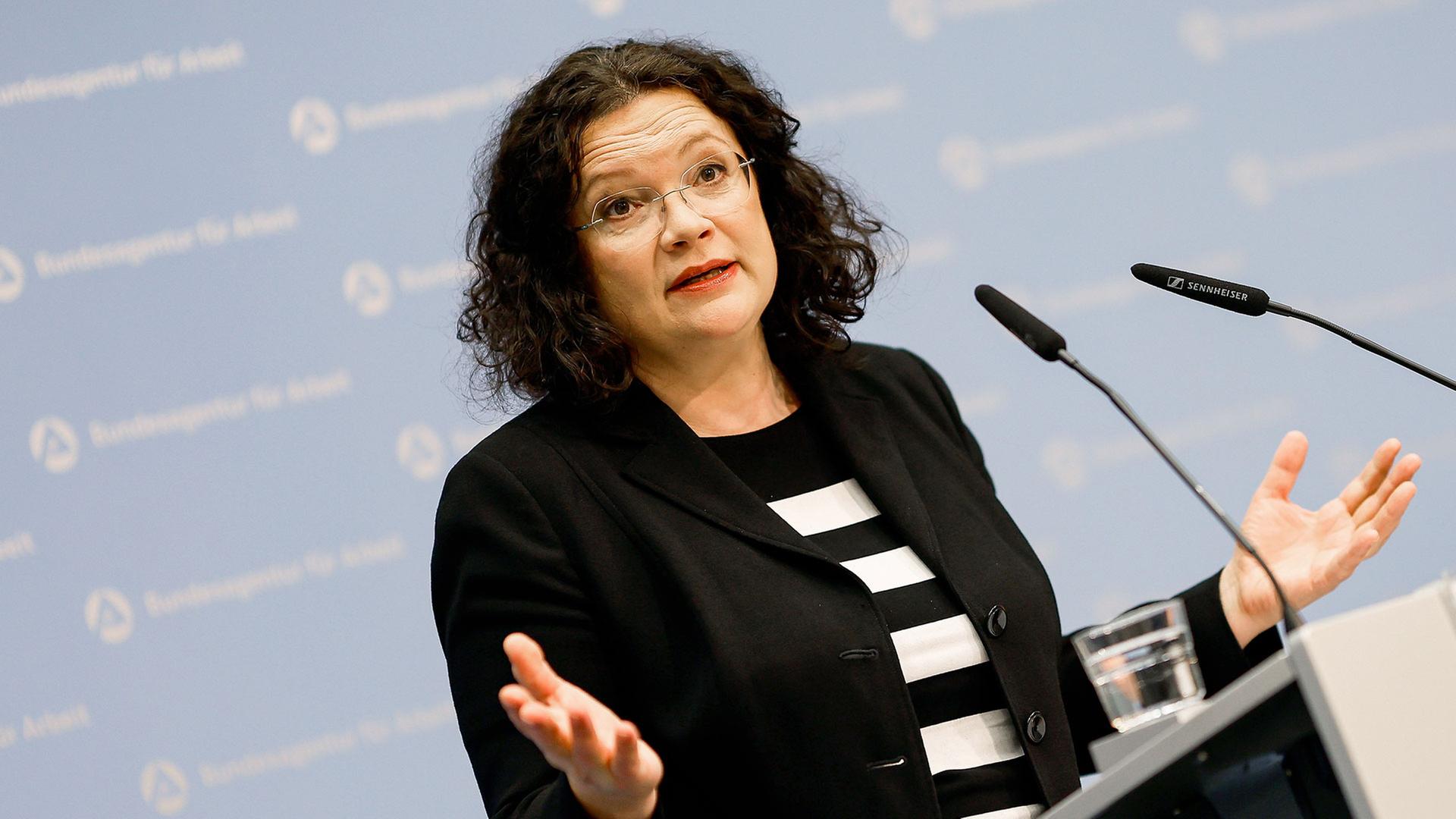 Andrea Nahles, Vorstandsvorsitzende der Bundesagentur fÃ¼r Arbeit | picture alliance/dpa