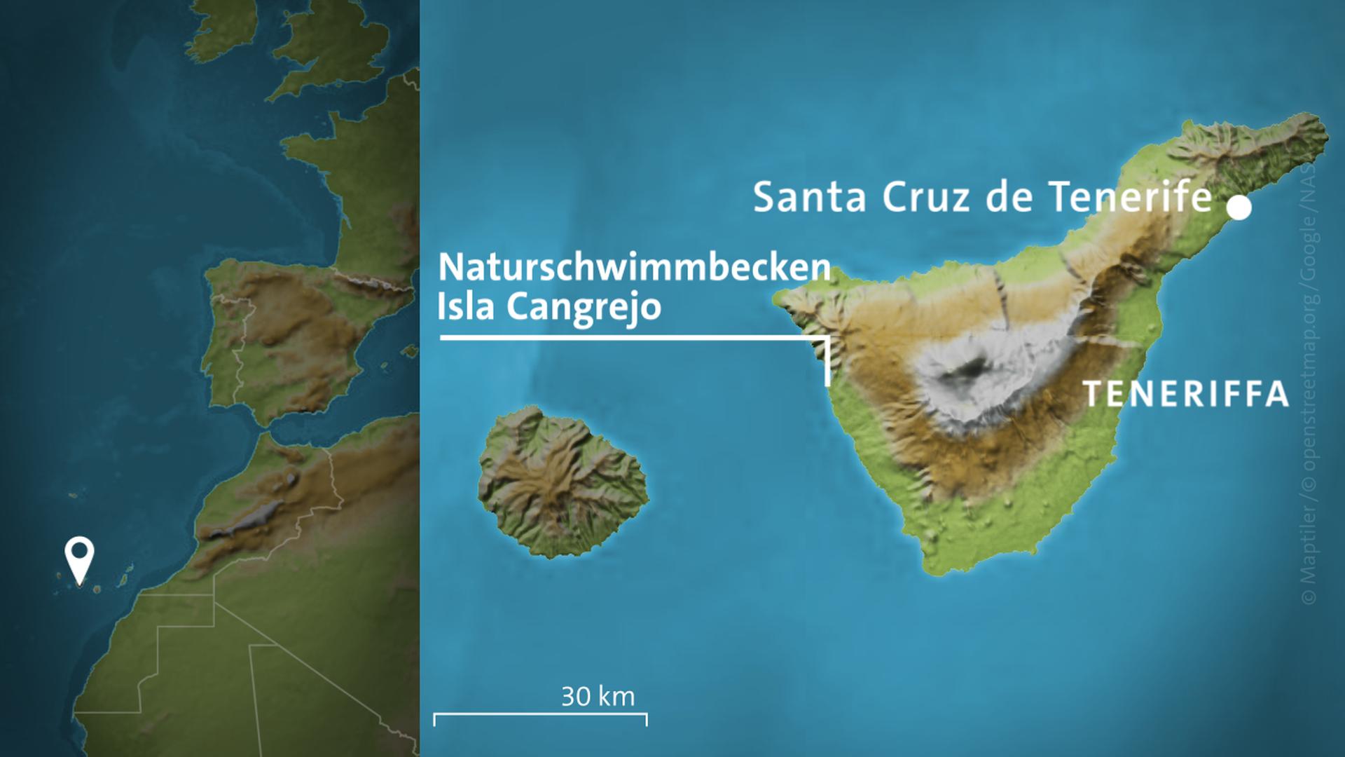 Karte: Teneriffa mit dem Naturschwimmbecken Isla Cangrejo | ARD-aktuell
