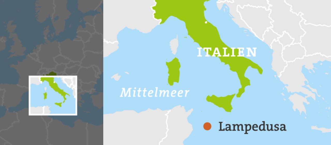 Karte von Italien mit Lampedusa