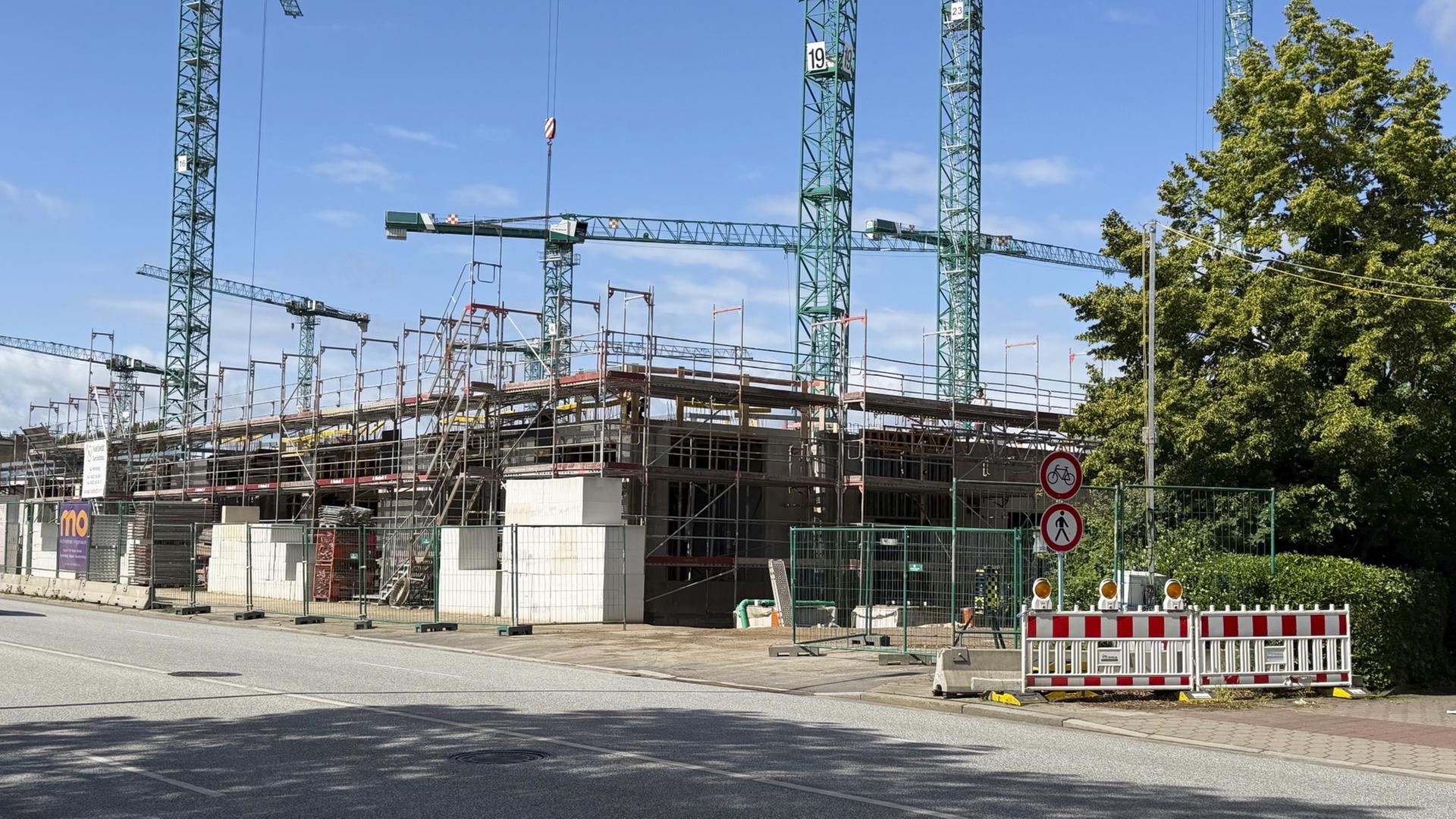 Blick auf eine Baustelle mit zahlreichen Krähnen. | ARD-aktuell / Manuela Korinth