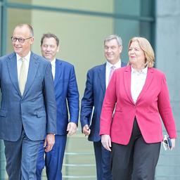  Friedrich Merz, Lars Klingbeil, Markus Söder und Bärbel Bas 